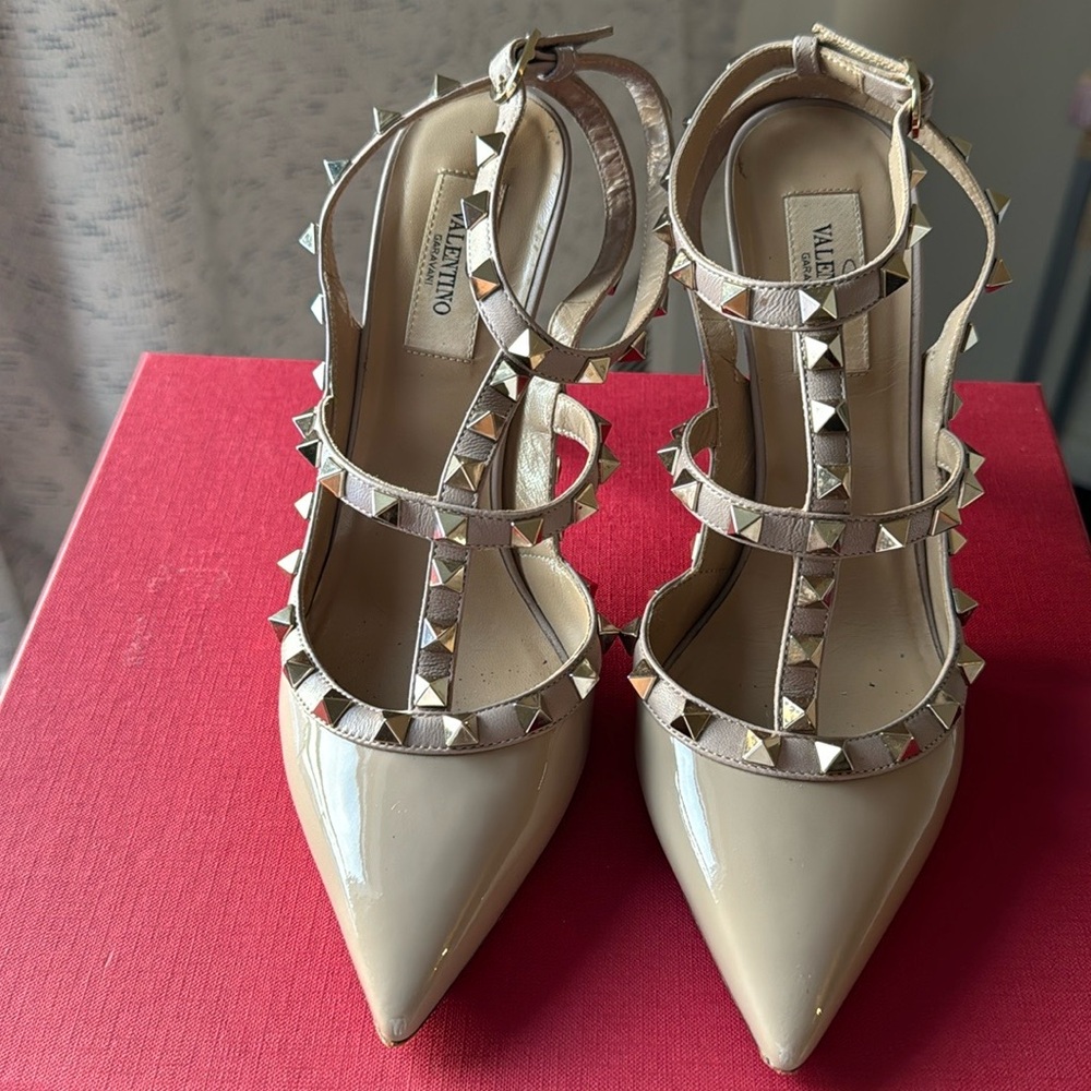 Valentino Rockstud T-Strap Pointed Toe Pump